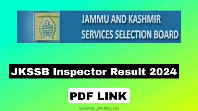 JKSSB Inspector Result 2024