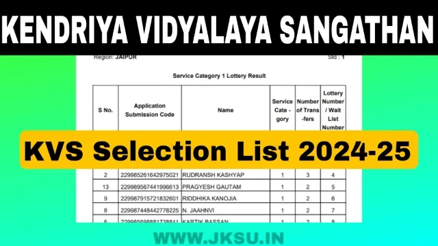 KVS Selection List 2024-25