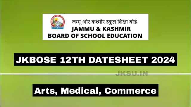 JKBOSE 12th Datesheet 2024